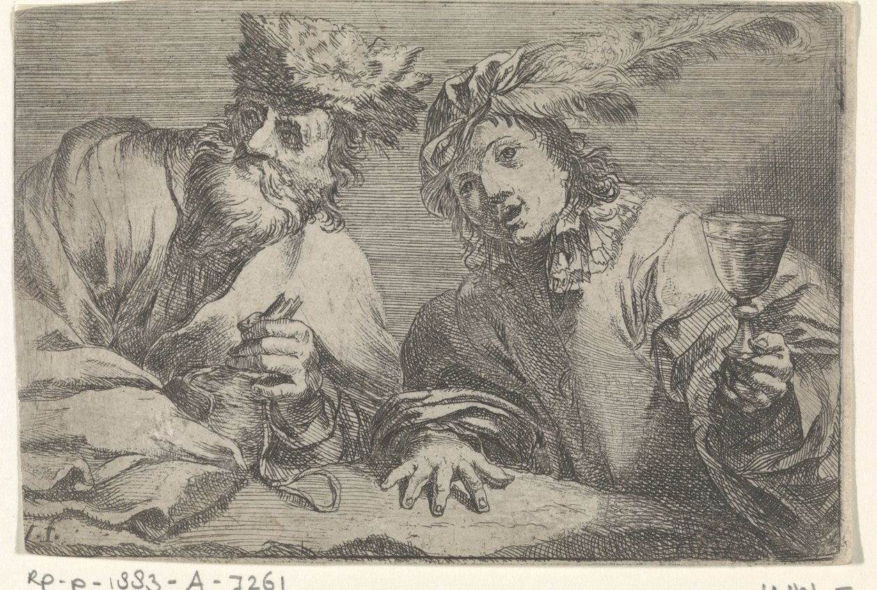 Gammel og ung mand ved et bord af Johann Liss