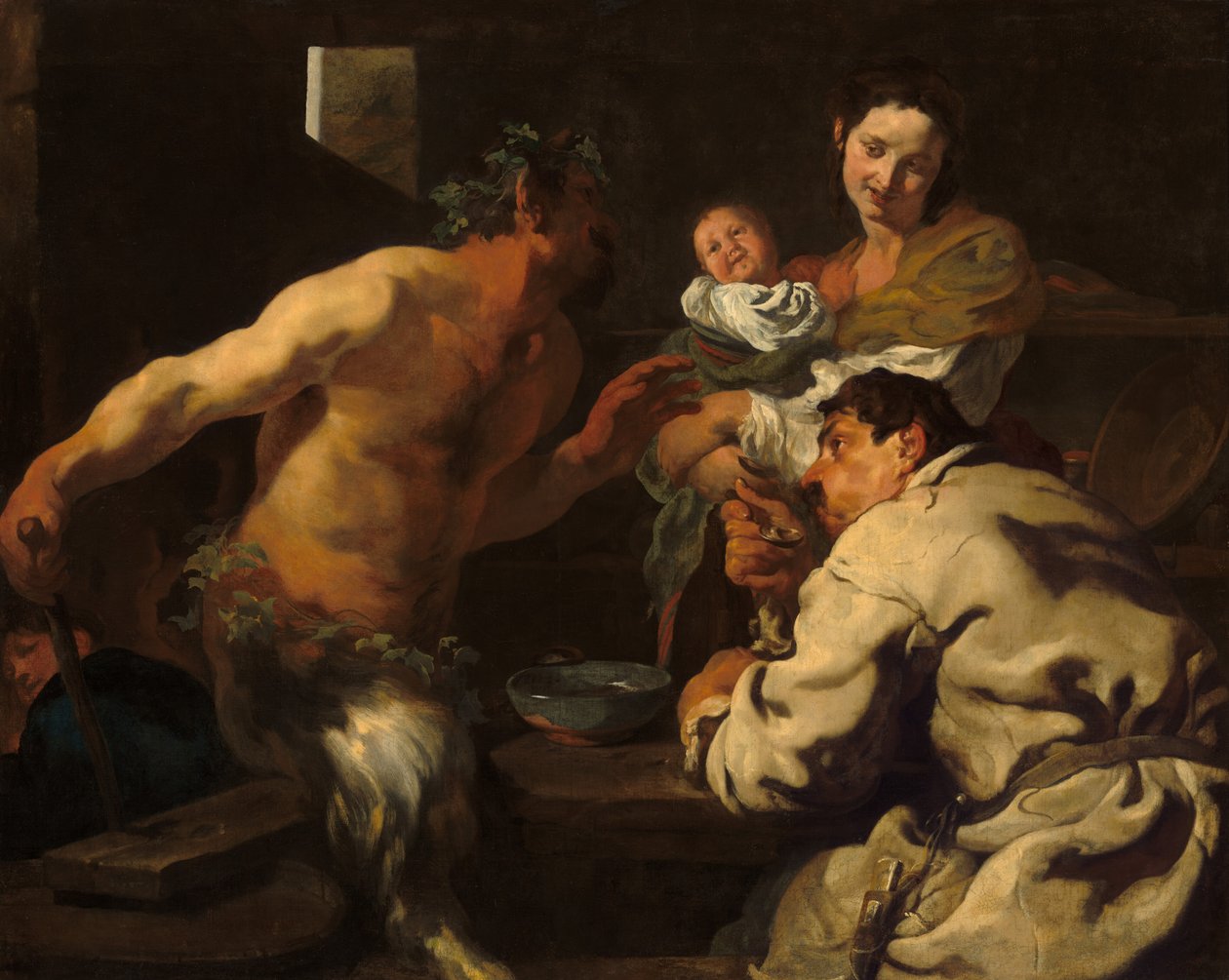 Satyren og bonden, muligvis ca. 16231626. af Johann Liss