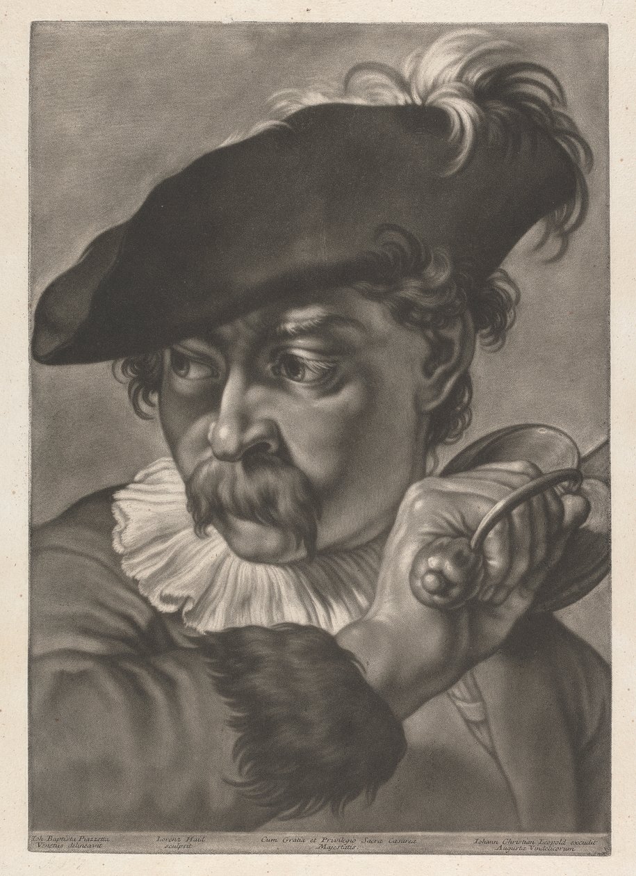 Portræt af en mand med et sværd af Johann Lorenz Haid