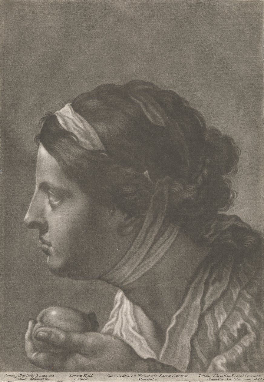 Portræt af en kvinde, der holder frugt af Johann Lorenz Haid