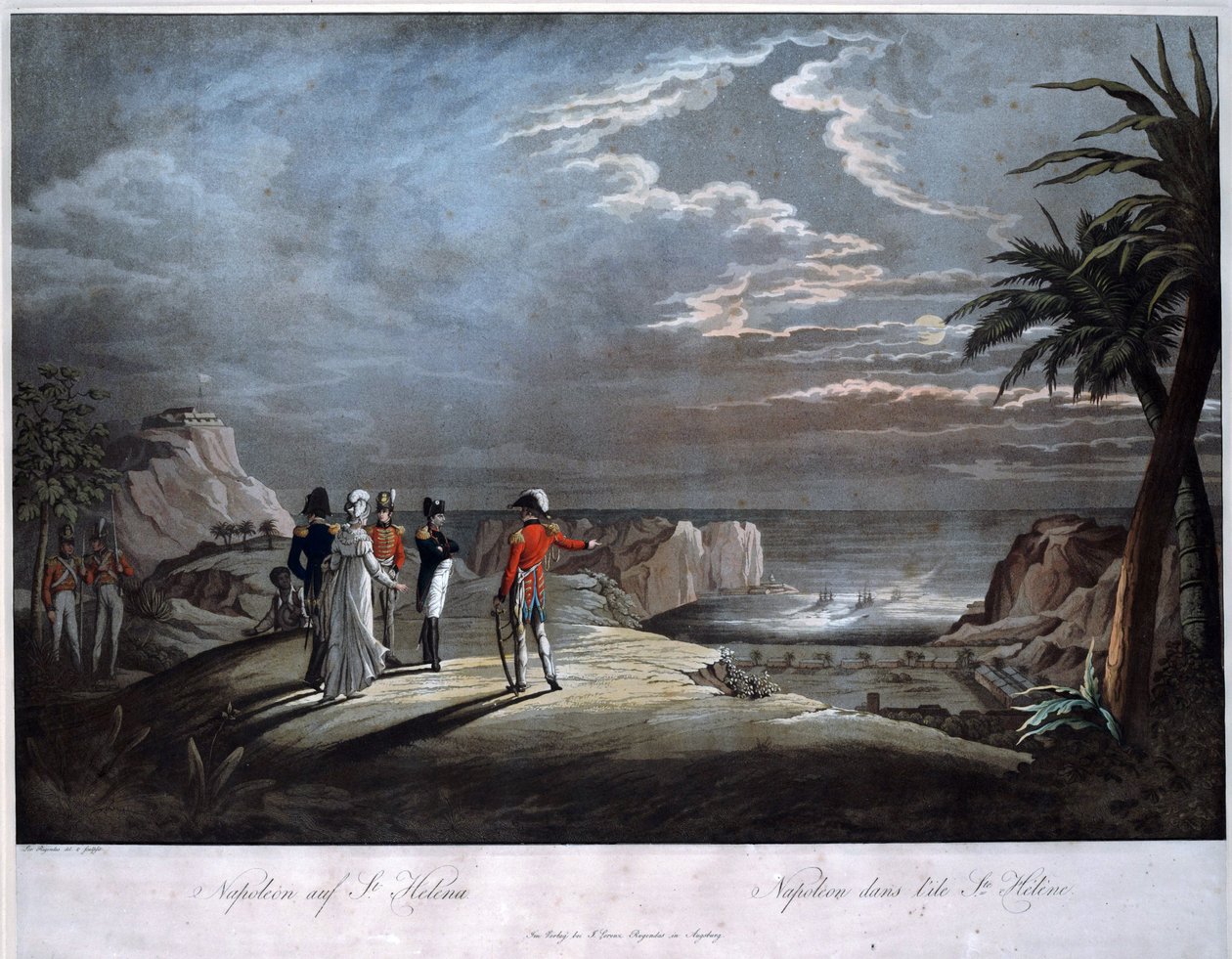 Napoleon Bonaparte på øen Saint Helena - Rugendas, Johann Lorenz, den yngre (1775-1826) - Akvatinte - 47x58 - Privat samling af Johann Lorenz Rugendas