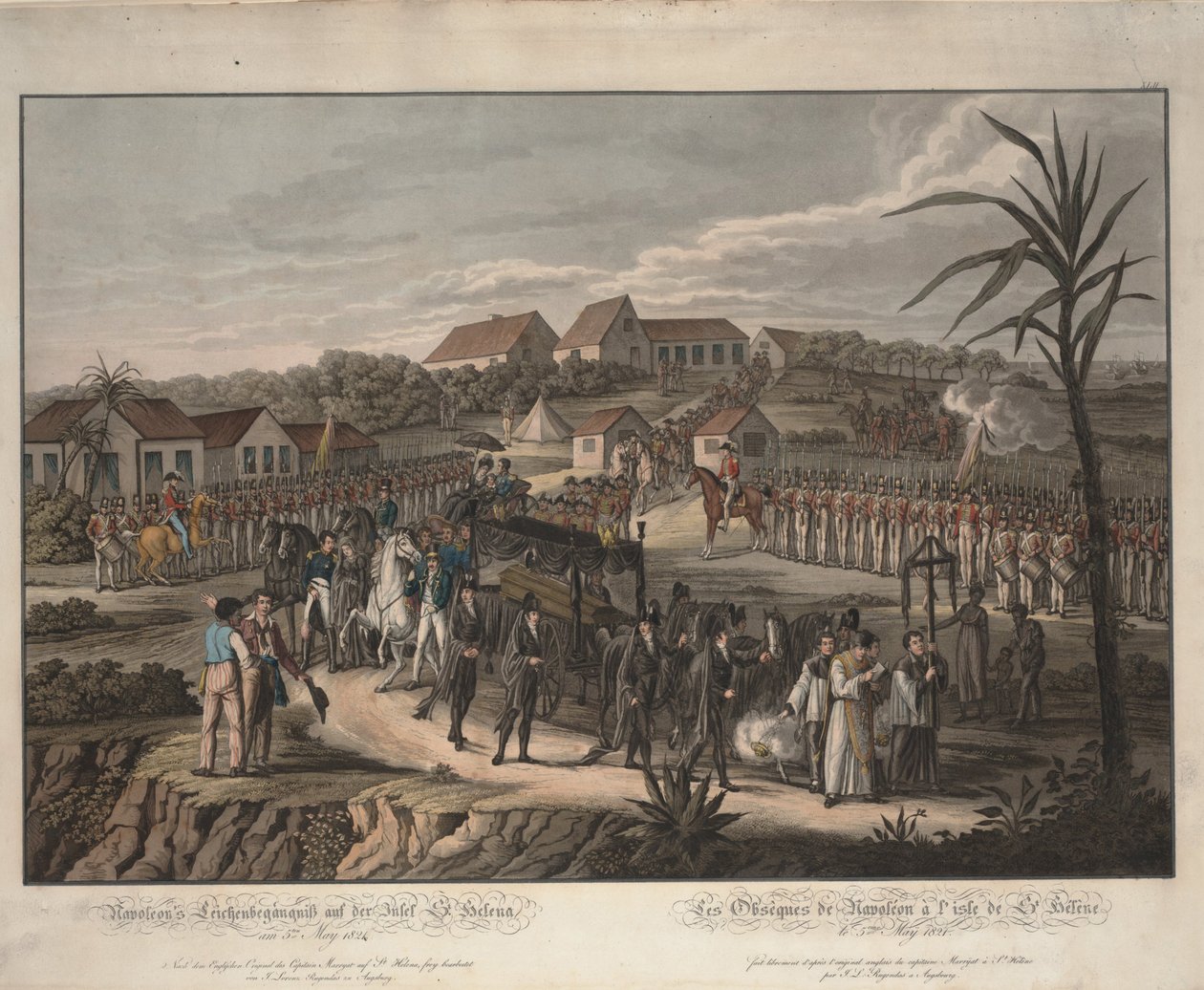 Napoleon Bonapartes begravelsesoptog på St. Helena, 1821 af Johann Lorenz Rugendas the Younger
