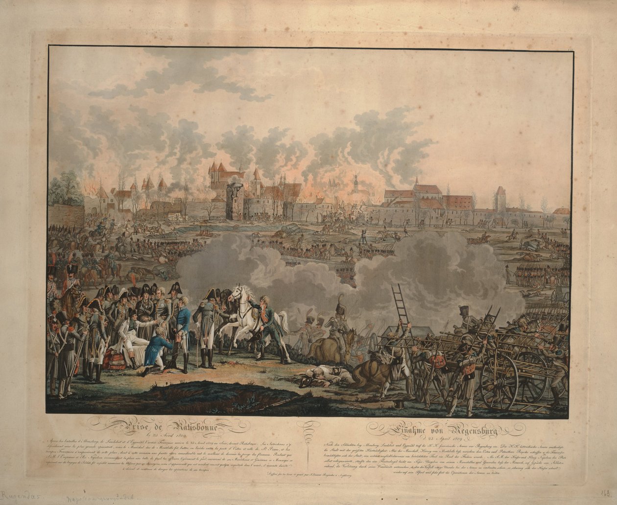 Slaget ved Ratisbon den 23. april 1809, 1809 af Johann Lorenz Rugendas the Younger
