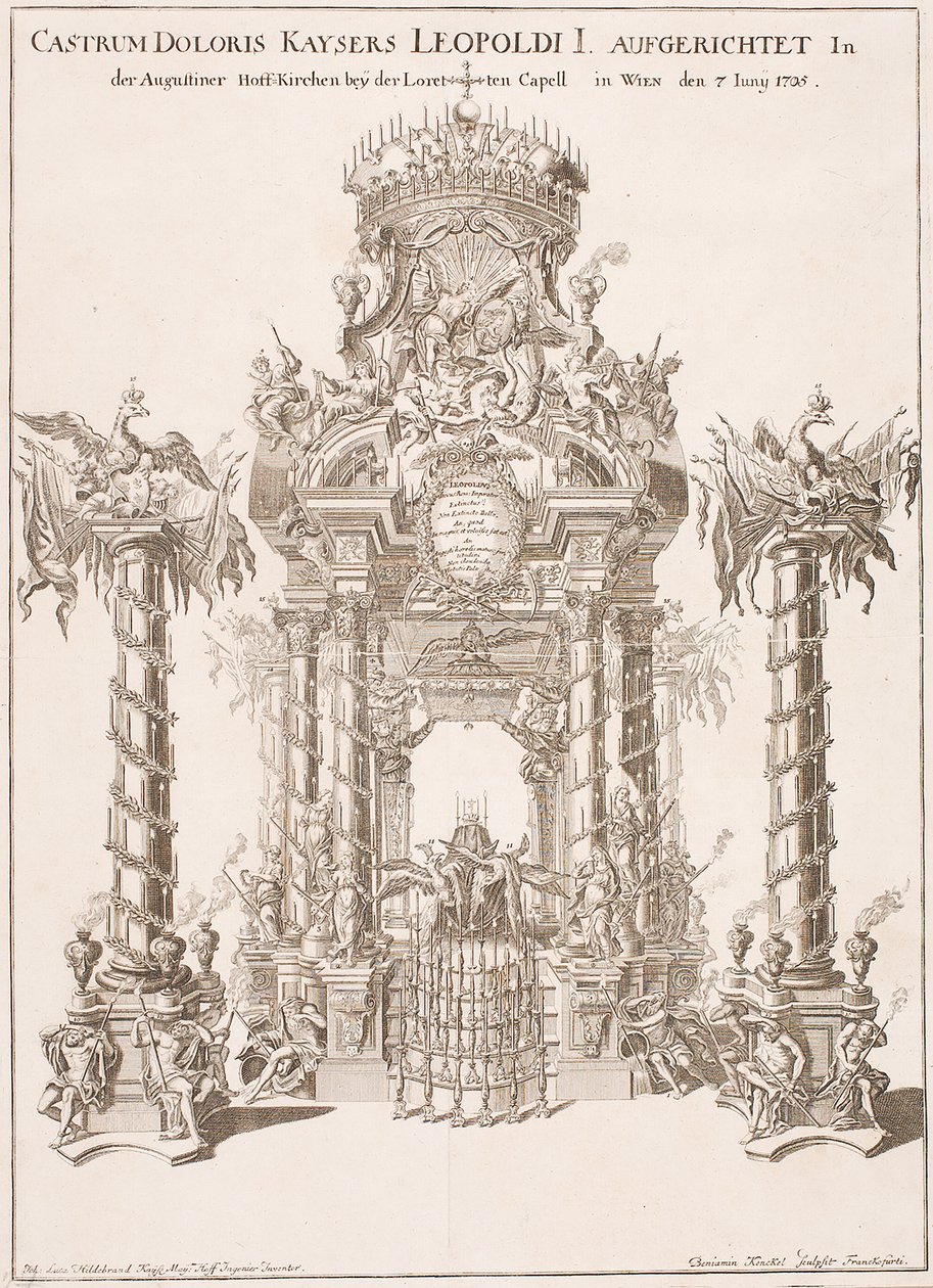 Sørgestillads for kejser Leopold I i Augustinerkirken i Wien, 1705 af Johann Lucas von Hildebrandt