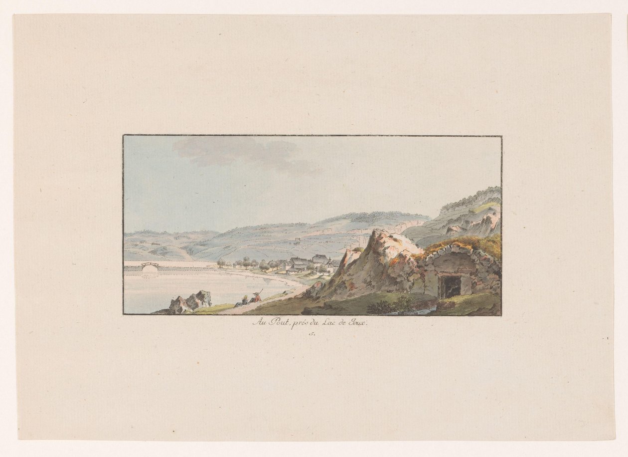 Udsigt over Pout ved Lac de Joux Au Pout, pres du Lac de Joux (titel på objekt) Udsigt over Schweiz (serietitel) Collection de quelques vues dessinées en Suisse d