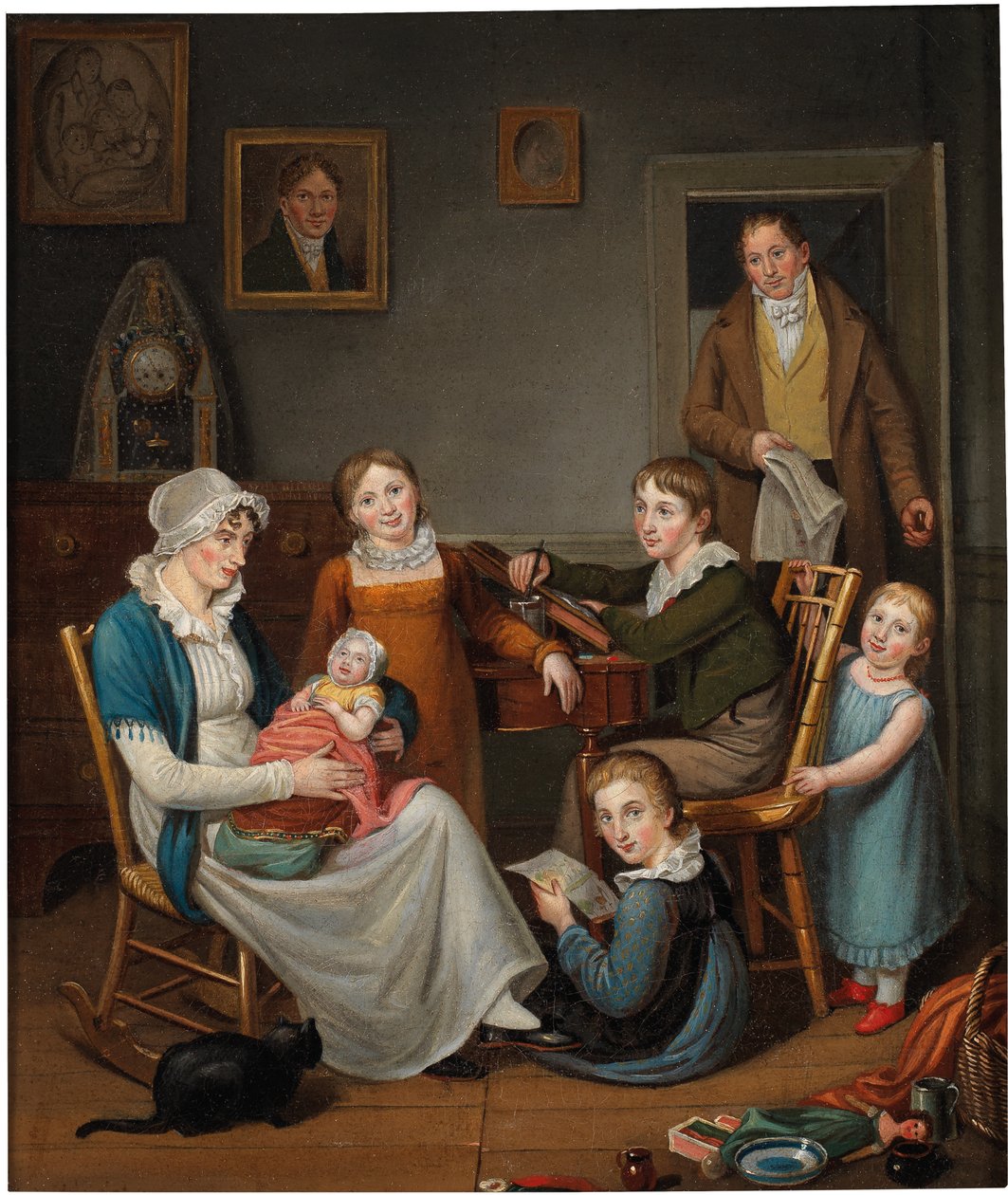 Selvportræt af John Lewis Krimmel med Susannah Krimmel og hendes børn, 1809-10 af Johann Ludwig Krimmel