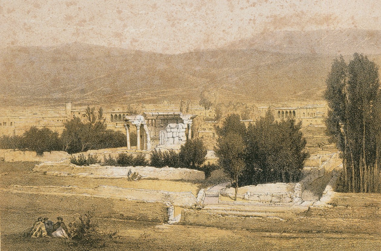 Baalbek. Radering af Bernatz et alii - Steinkopk J.F. Redaktør af Johann Martin Bernatz