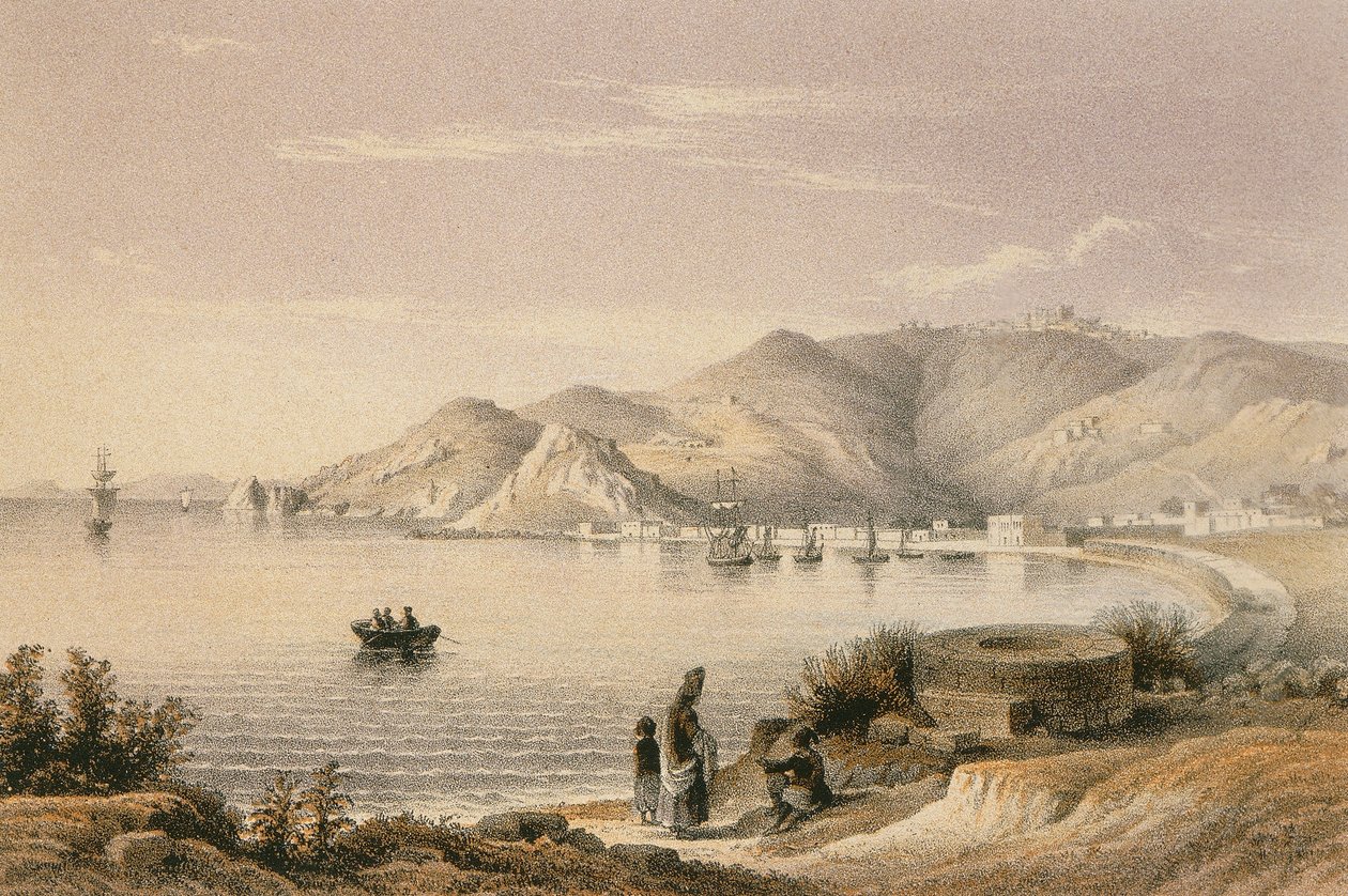 Patmos i en radering af Bernatz et alii - Steinkopk J.F. Editore af Johann Martin Bernatz