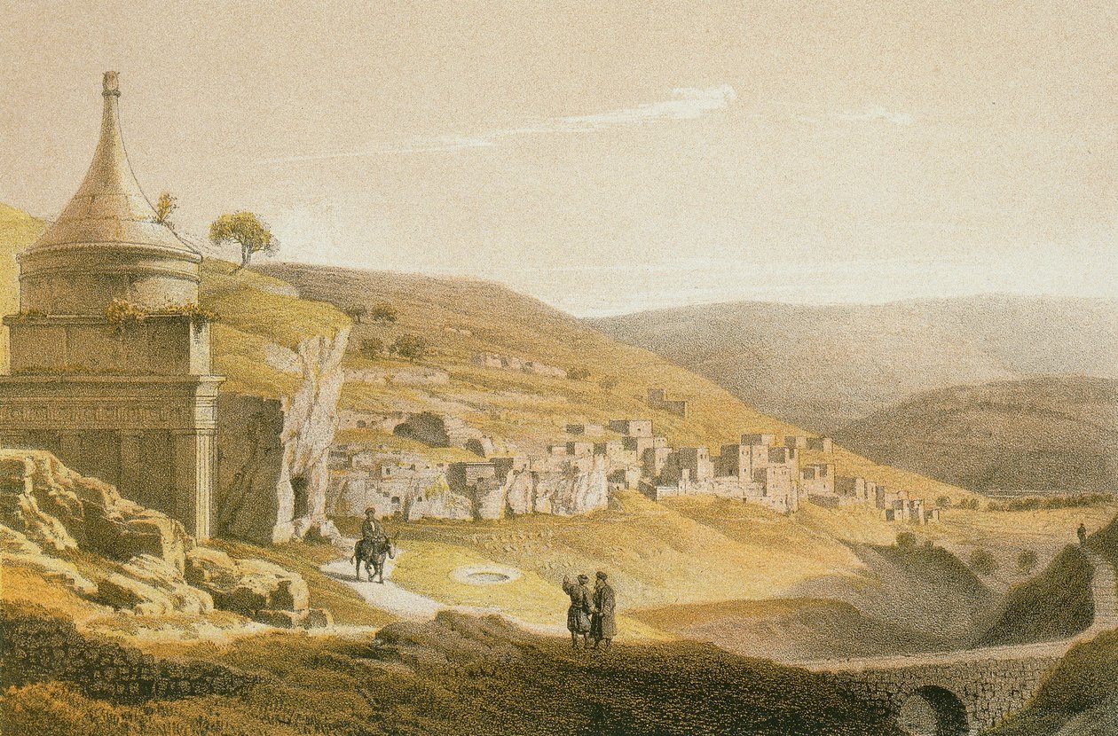 Absaloms og Siloans grav. Radering af Bernatz et alii - Steinkopk J.F. Editore af Johann Martin Bernatz