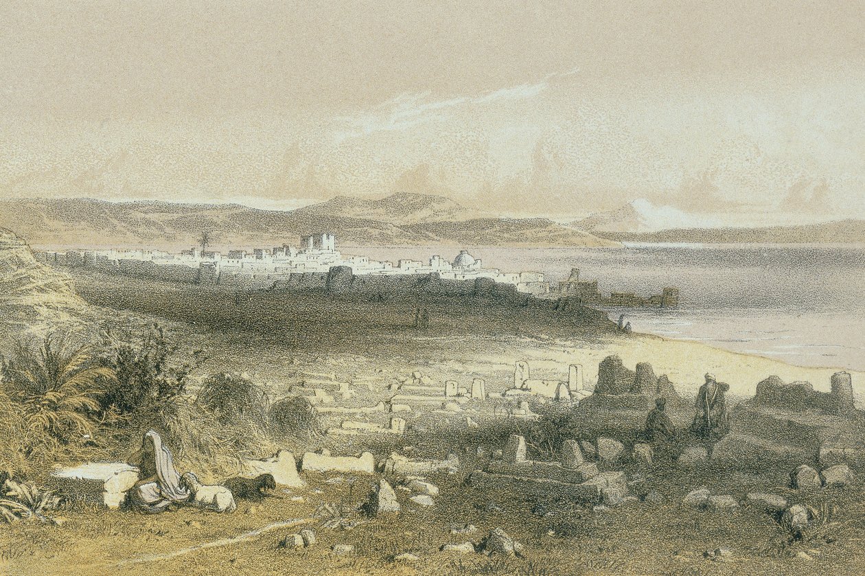 Tiberias i en radering af Schacher- Steinkopk J.F. Editore af Johann Martin Bernatz
