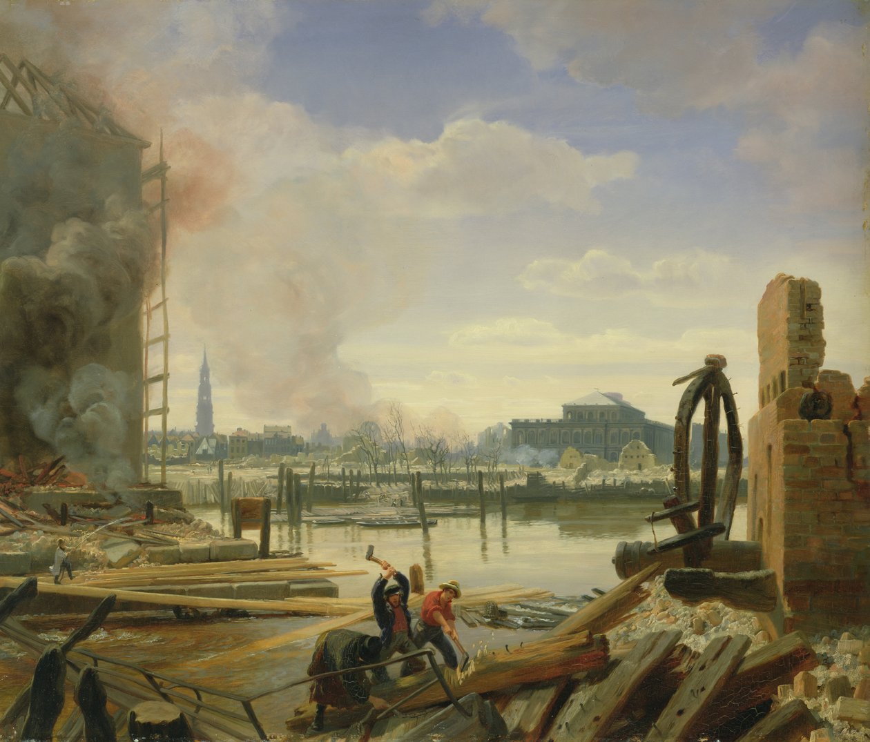 Hamburg efter branden 1842, 1842 af Johann Martin Gensler