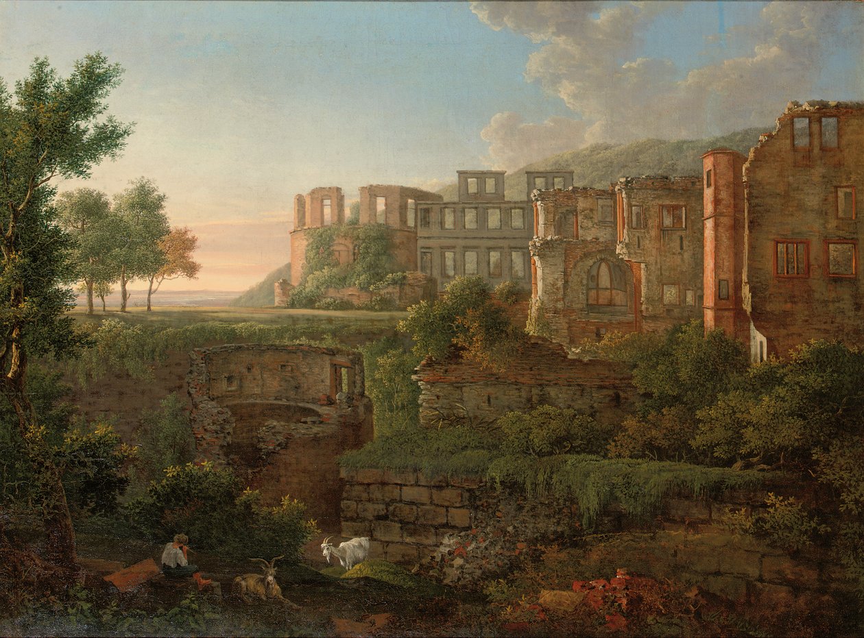 Capriccio udsigt over ruinerne af Heidelberg Slot af Johann Martin von Rohden