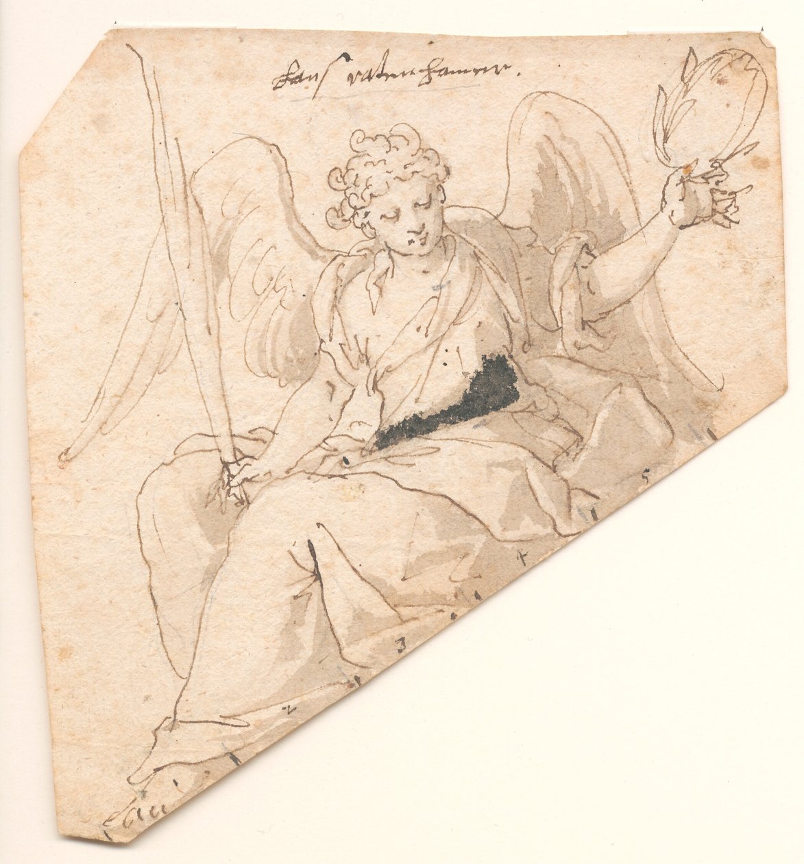 Engel med palmeblad og laurbærkrans af Johann Mathias Kager