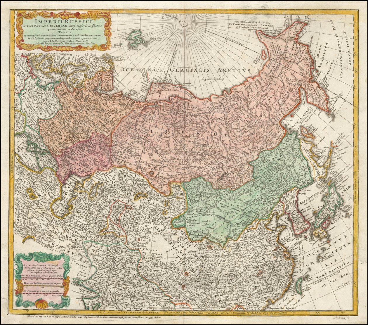1730-kort over Rusland og Tartariet af Johann Matthias Hase af Johann Matthias Hase