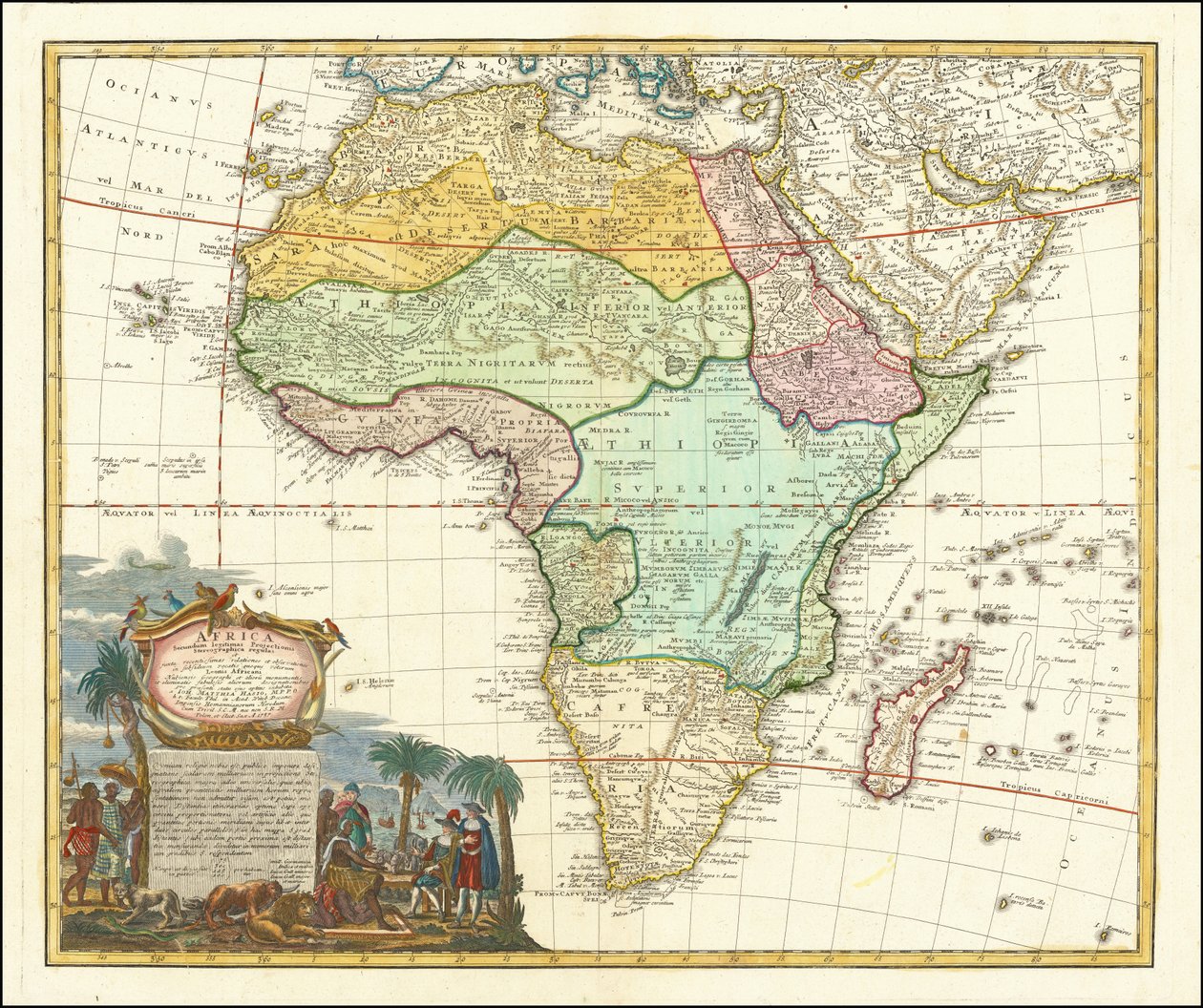 1737-kort over Afrika af Johann Matthias Hase af Johann Matthias Hase
