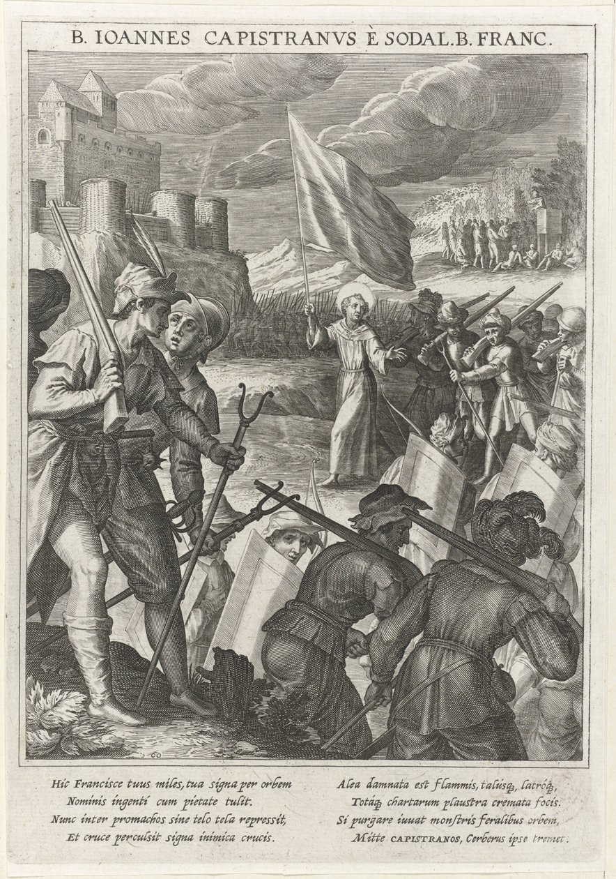 Sankt Johannes af Capistrano leder de kristne styrker i belejringen af Beograd, 1615 af Johann Matthias Kager