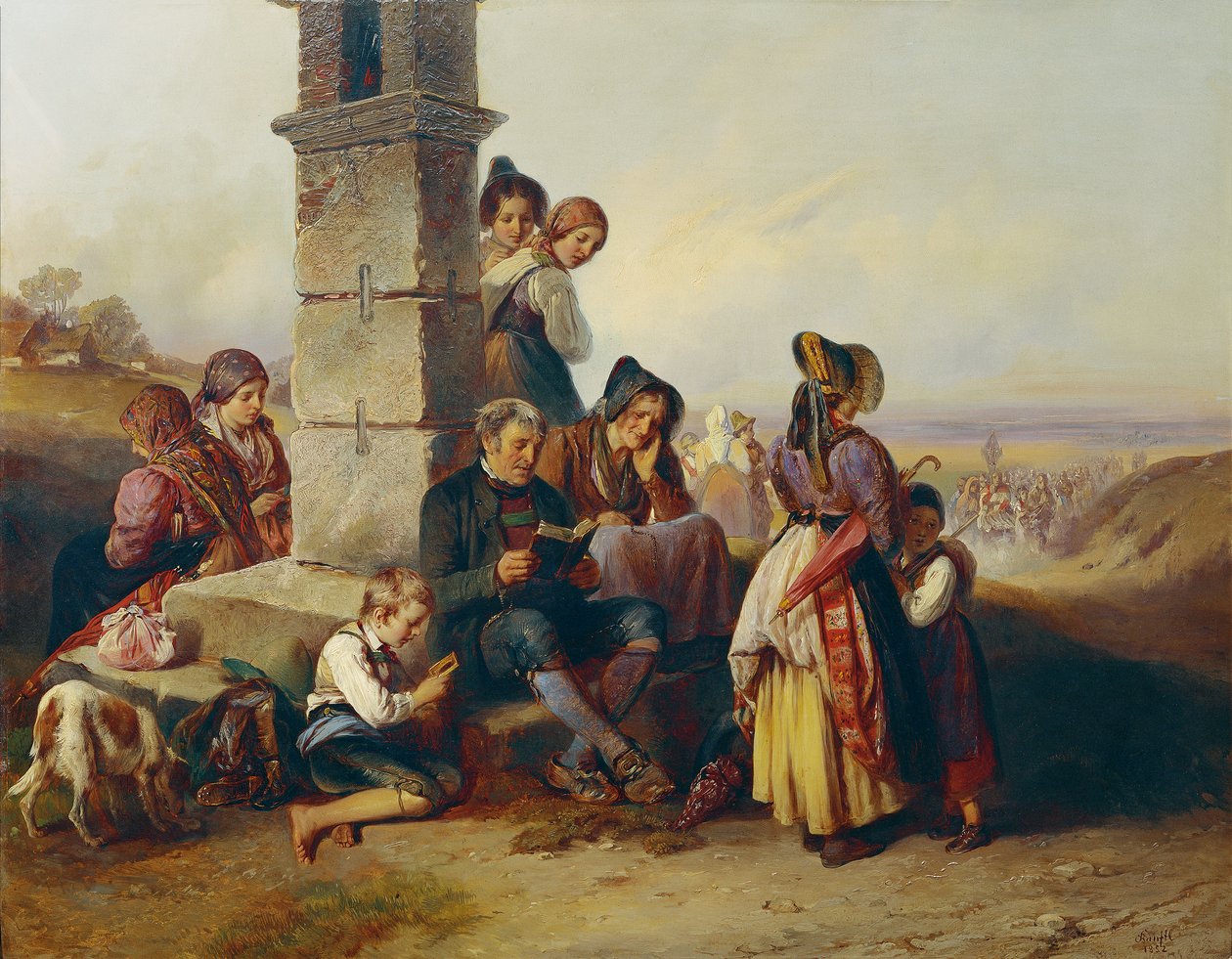 Resten af ​​pilgrimmene af Johann Matthias Ranftl