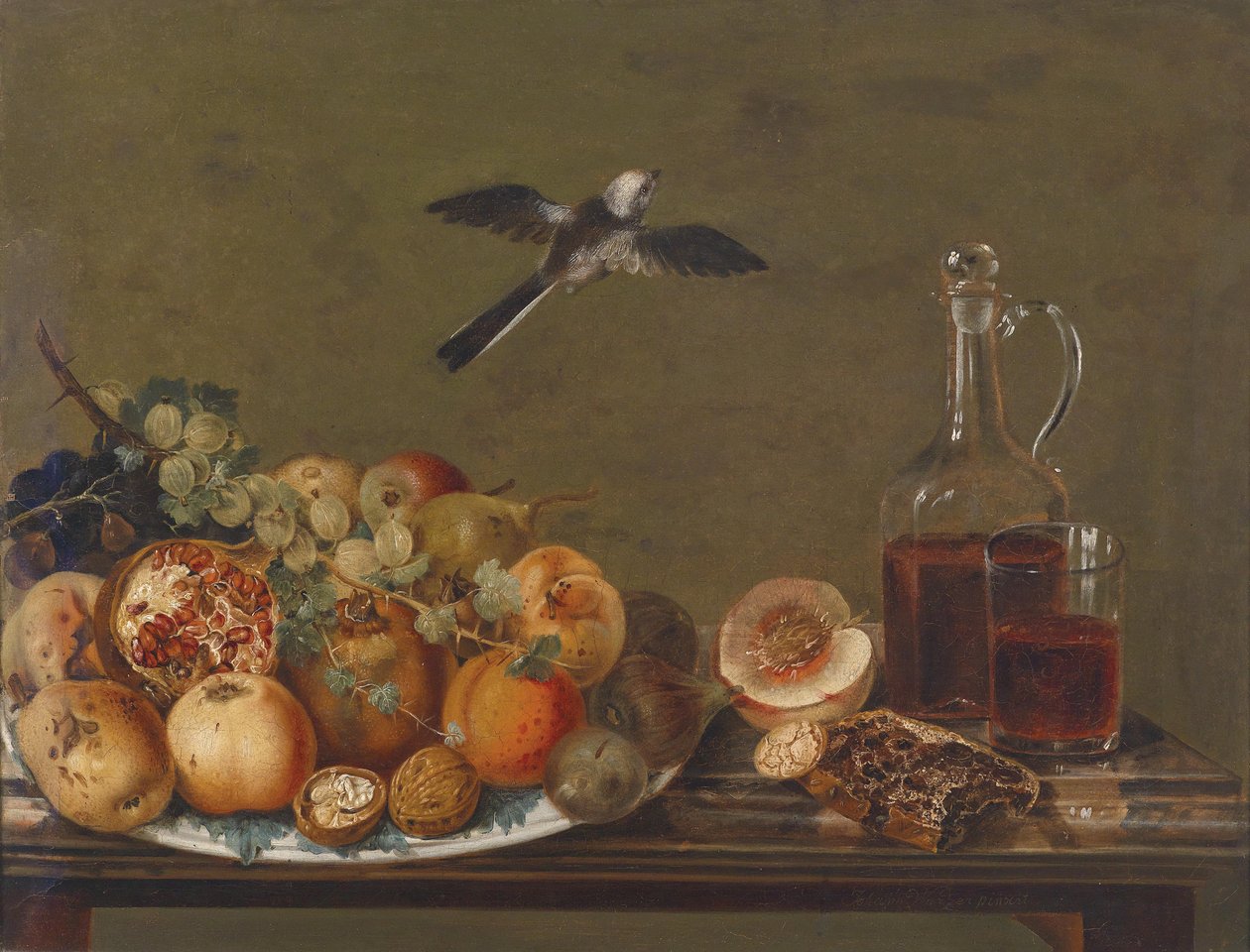Stilleben med figner og æbler af Johann Matthias Wurzer