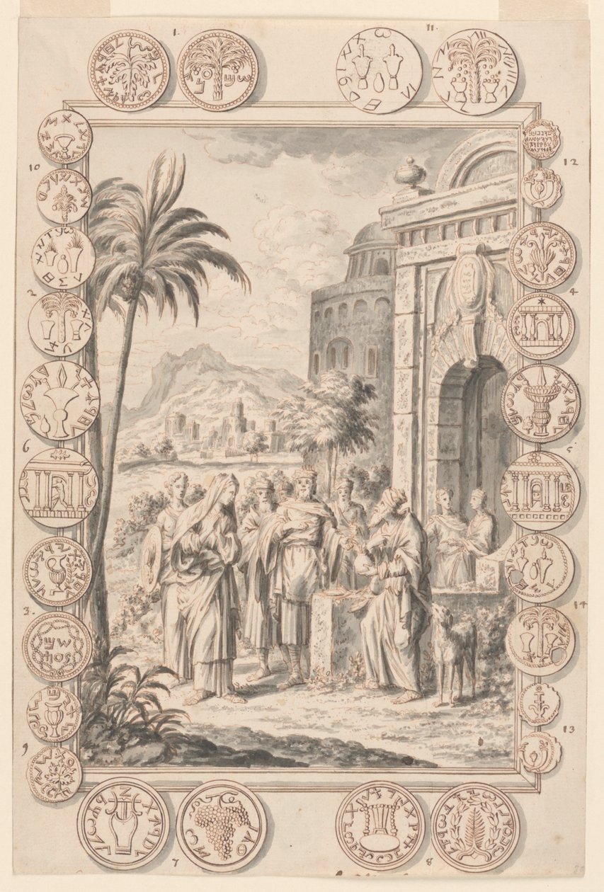 Studie for Abimelech Reproveth Sarah, Plade 81, Physica Sacra af Johann Melchior Füssli