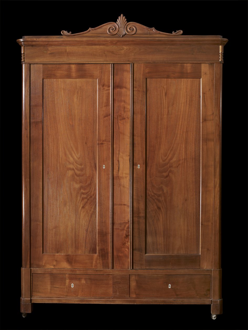 Garderobeskab, ca. 1846-1860 (sort valnød; fyrretræ) af Johann Michael (attr.to) Jahn