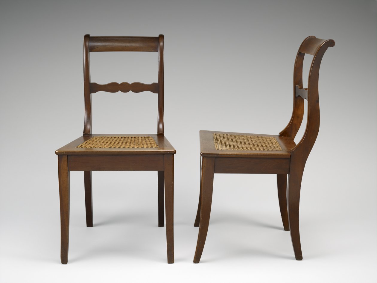 Et par sidestole, ca. 1846-1860 (sort valnød, stok) af Johann Michael Jahn