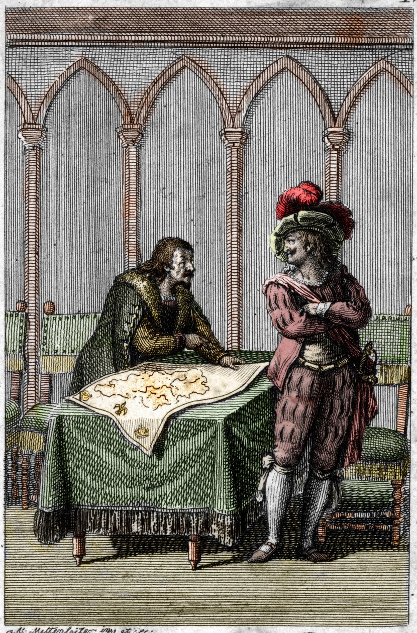 Kejser Albert I af Habsburg (1255-1308) studerer kortet over Frankrig på tidspunktet for konflikten mellem pave Boniface VIII og kong Filip IV af Frankrig af Johann Michael Mettenleiter