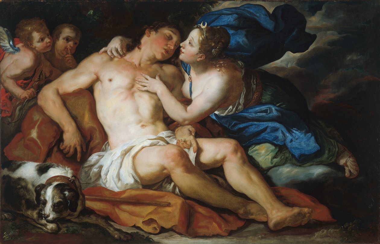 Diana og Endymion, ca. 1690-95 (olie på lærred) af Johann Michael Rottmayr