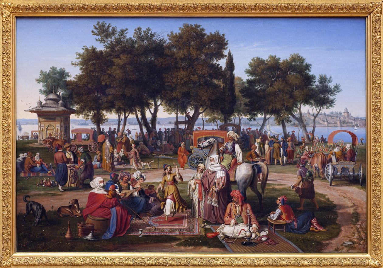 Ferskvand fra Asien og Konstantinopel (det nuværende Istanbul, Tyrkiet). Maleri af Johann Michael Wittmer (1802-1880), olie på lærred af Johann Michael Wittmer