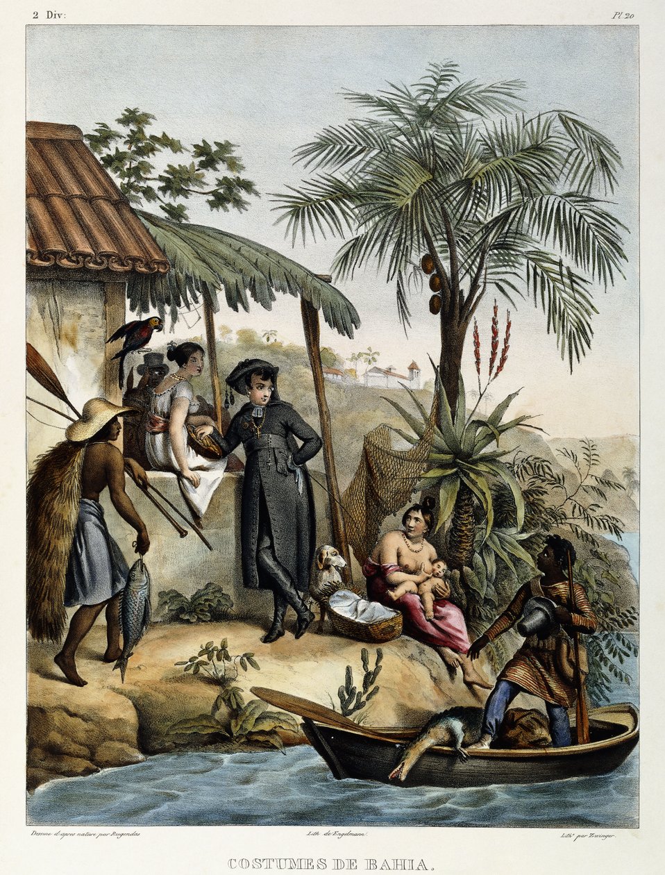 Kostumer af Bahia, fra "Picturesque Voyage to Brazil", 1835 af Johann Moritz Rugendas