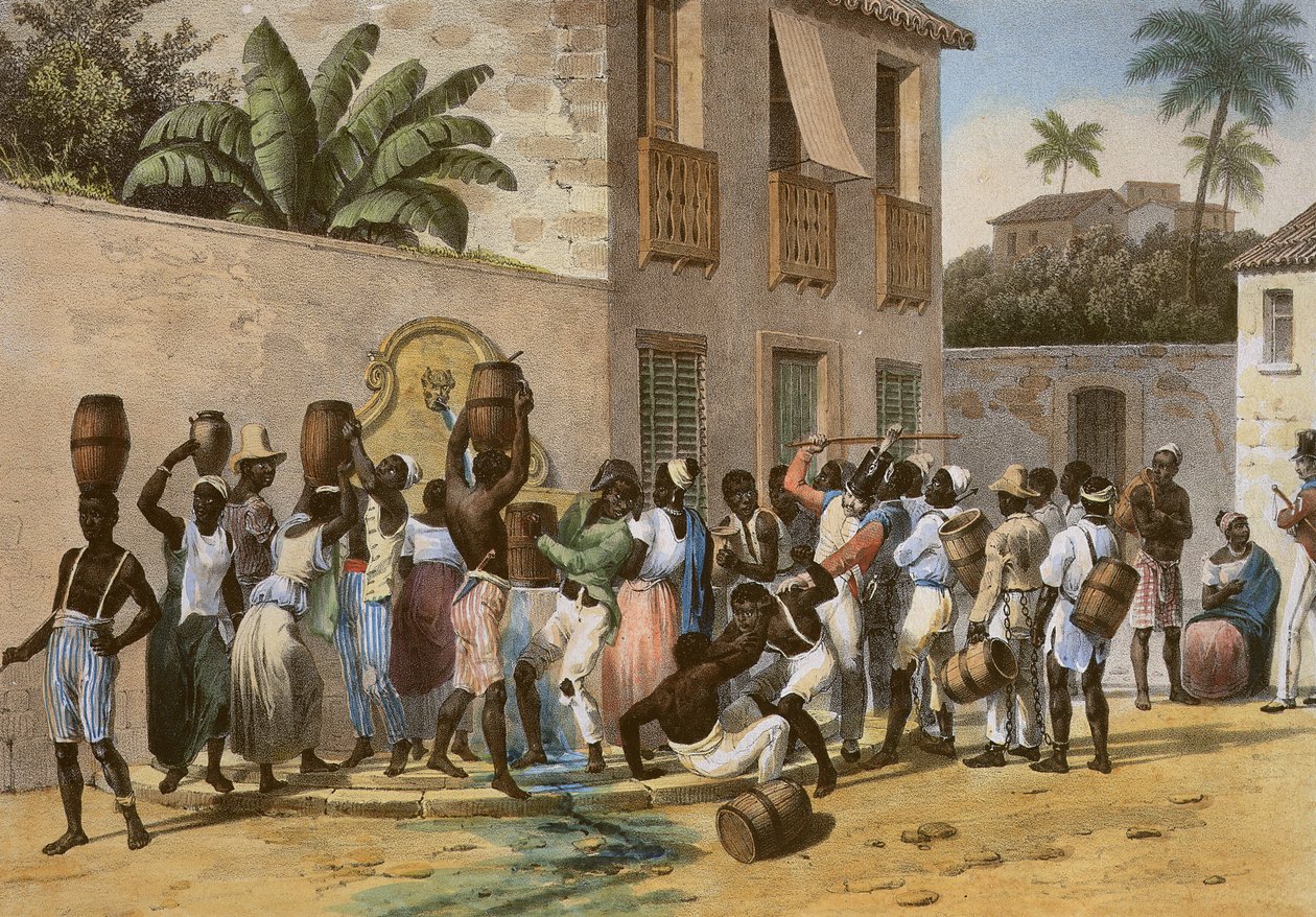 Water Carriers, indgraveret af Deroi, pub. af Engelmann and Company, Paris, 1835 (håndfarvet litho) af Johann Moritz Rugendas