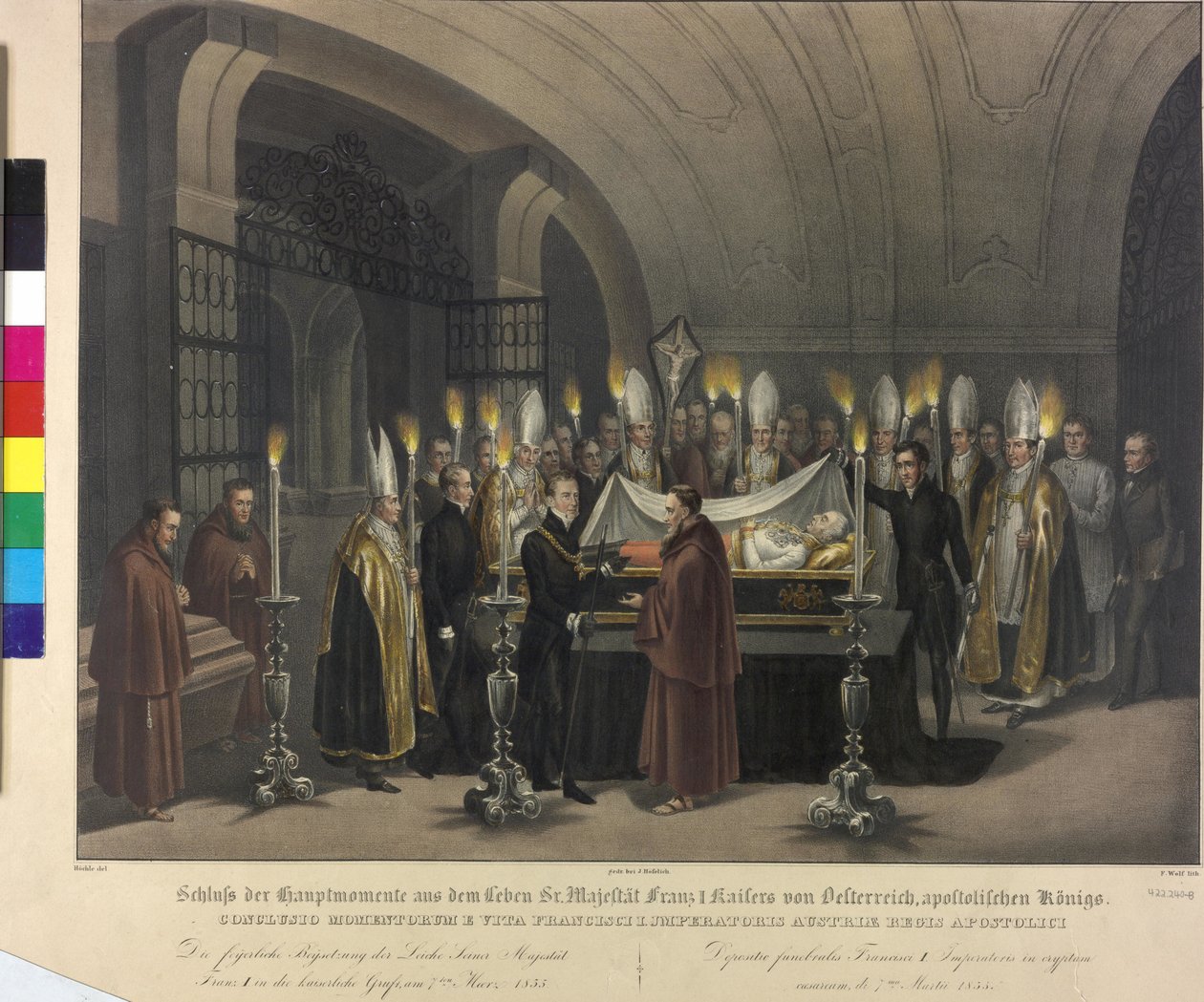 Inhumation Franz I.1835 (litografi) af Johann Nepomuk Hoechle