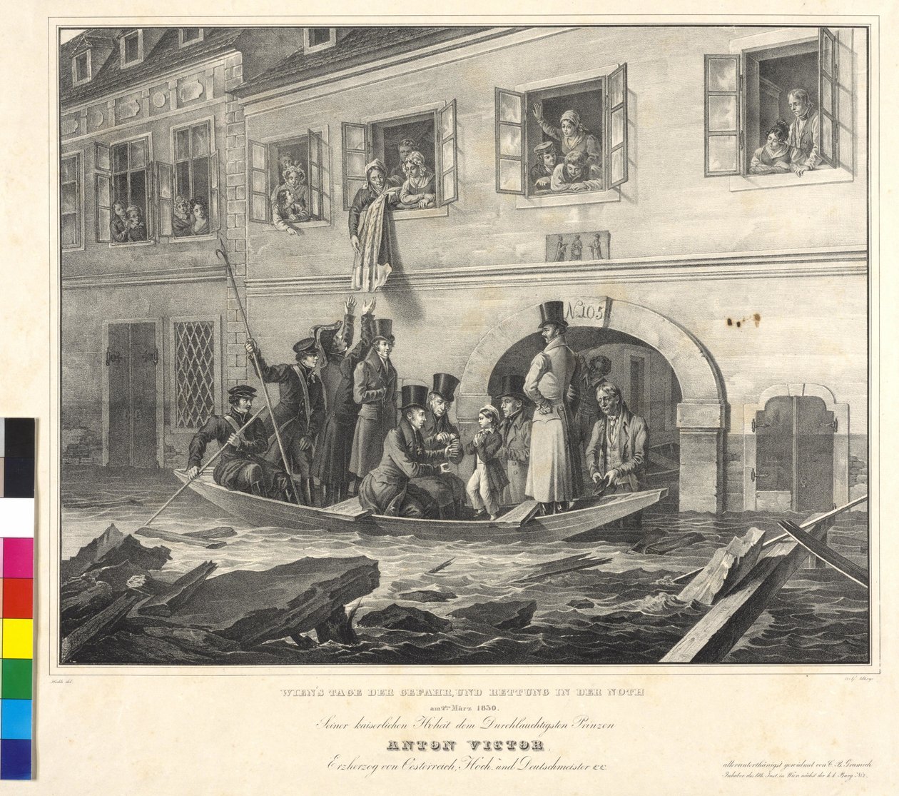 Fra farens dag i Wien og bjærgning i Noth den 2. marts 1830 af Johann Nepomuk Hoechle