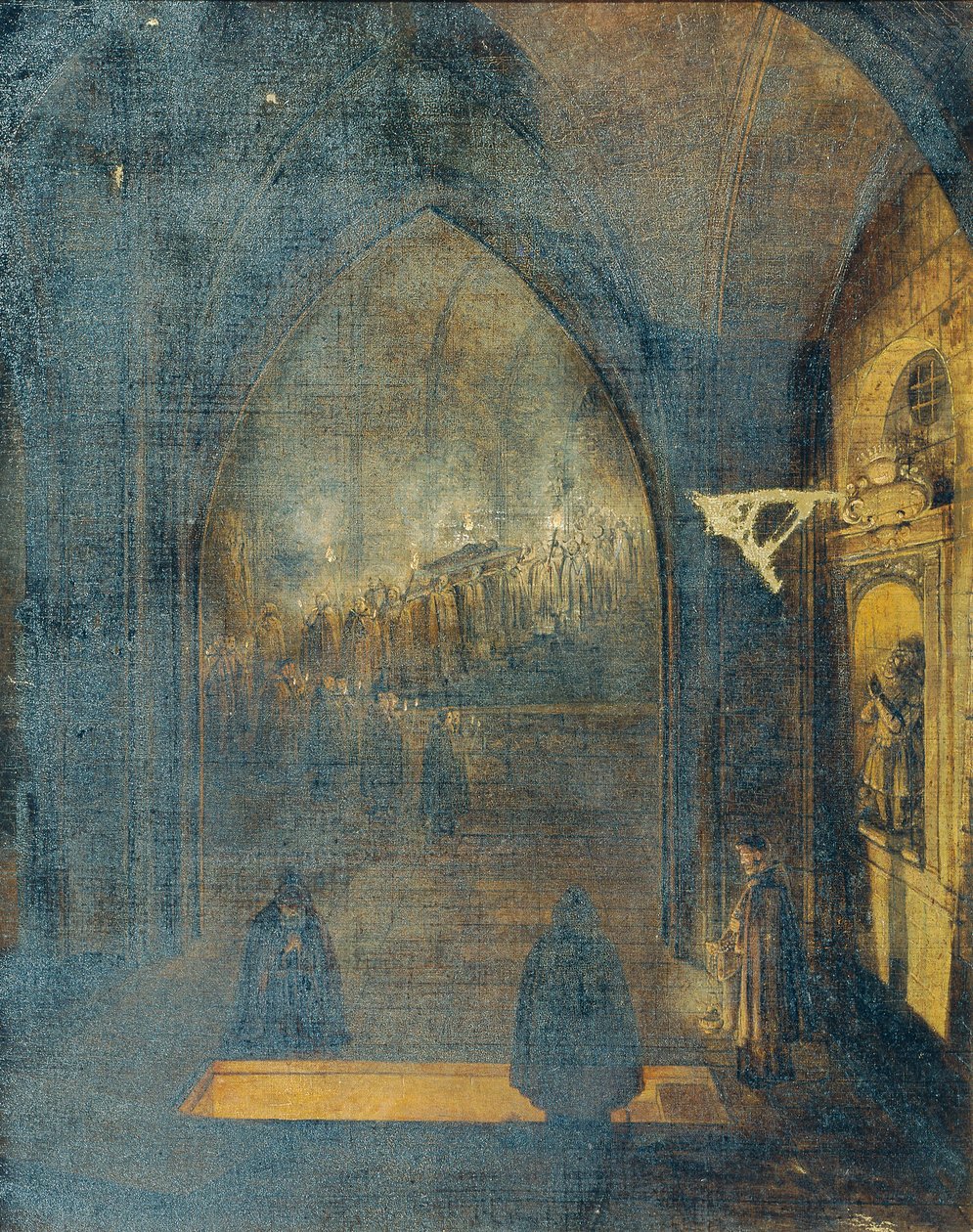 Begravelse inde i en kirke af Johann Nepomuk Schödlberger