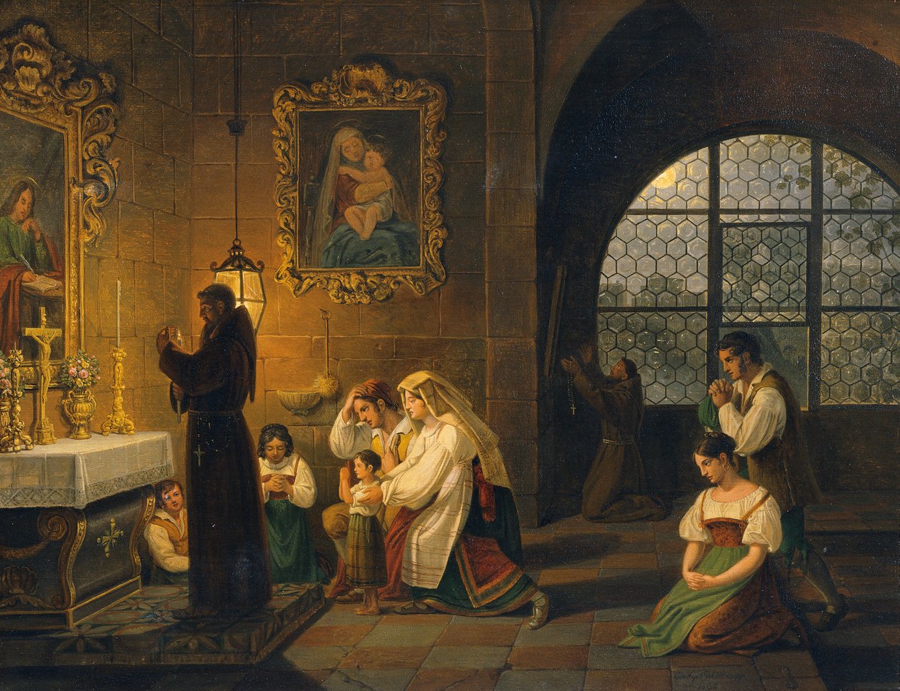 Det indre af en italiensk kirke af Johann Nepomuk Schödlberger