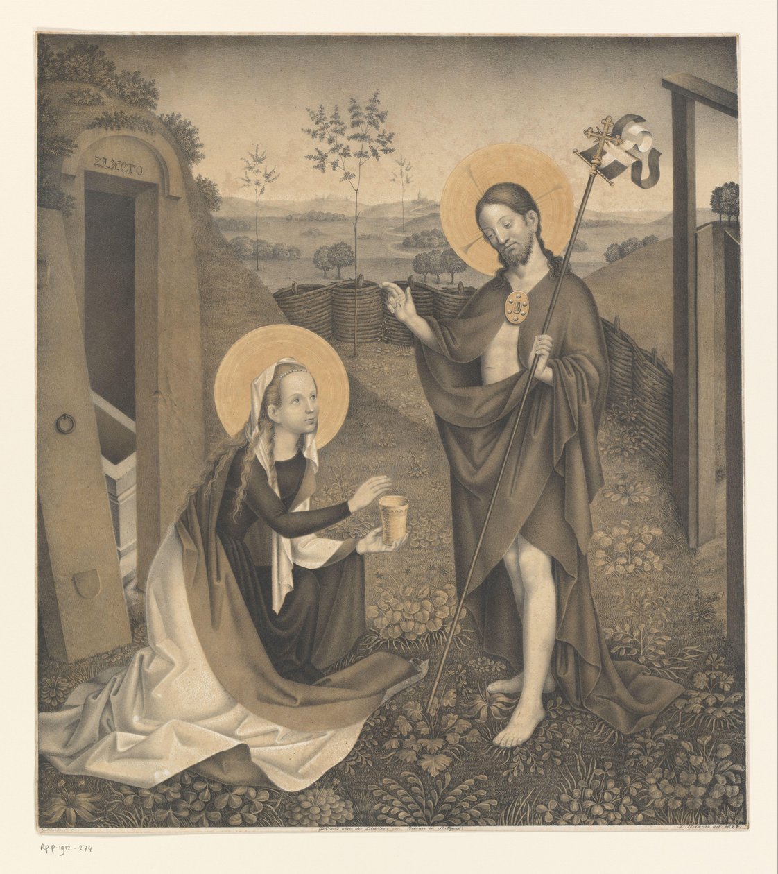 Kristus og Maria Magdalene i en lukket have Værker fra Boisserée-brødrenes samling (serietitel) Galerie des Frères Boisserée (serietitel) af Johann Nepomuk Strixner