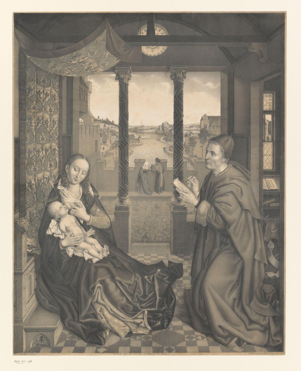 Sankt Lukas tegner Maria med barn Værker fra Boisserée-brødrenes samling (serietitel) Galerie des Frères Boisserée (serietitel) af Johann Nepomuk Strixner