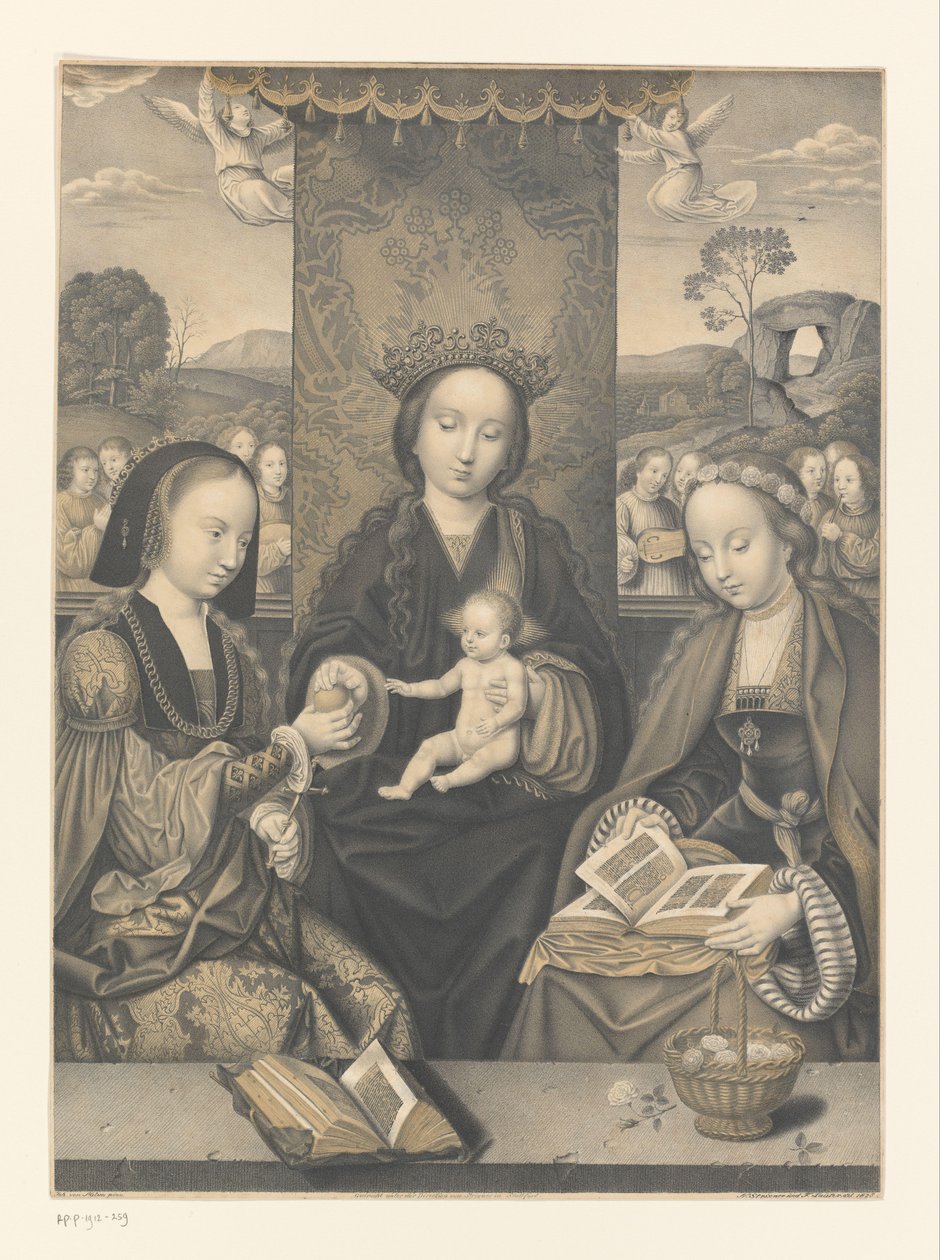 Maria med barn og to kvindelige helgener Værker fra Boisserée-brødrenes samling (serietitel) Galerie des Frères Boisserée (serietitel) af Johann Nepomuk Strixner