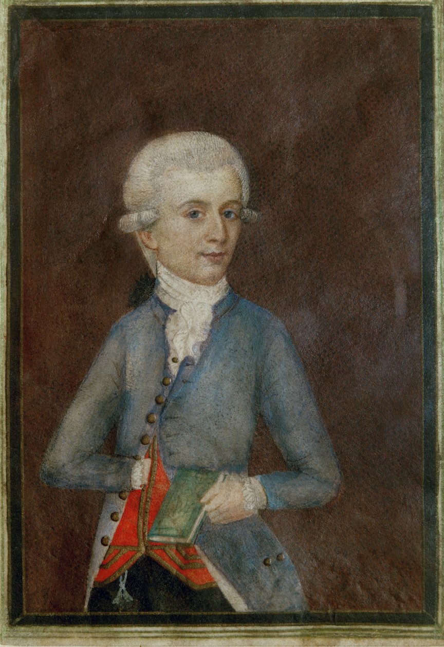 Wolfgang Amadeus Mozart (ca ... (gouache på pergament) af Johann Nepomuk della Croce