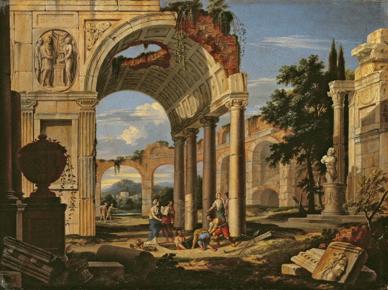 Landskab med ruiner, 1673 af Johann Oswald Harms