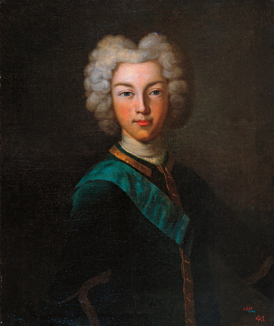Portræt af zaren Peter II af Rusland (Portræt af zaren Peter II af Rusland) - Maleri af Johann Paul Luedden (Ludden) (?-1739), olie på lærred, slutningen af ​​1720 - Statens friluftsmuseum Pavlovsk Palace , Sankt Petersborg ( Rusland) af Johann Paul (d.1739) Luedden