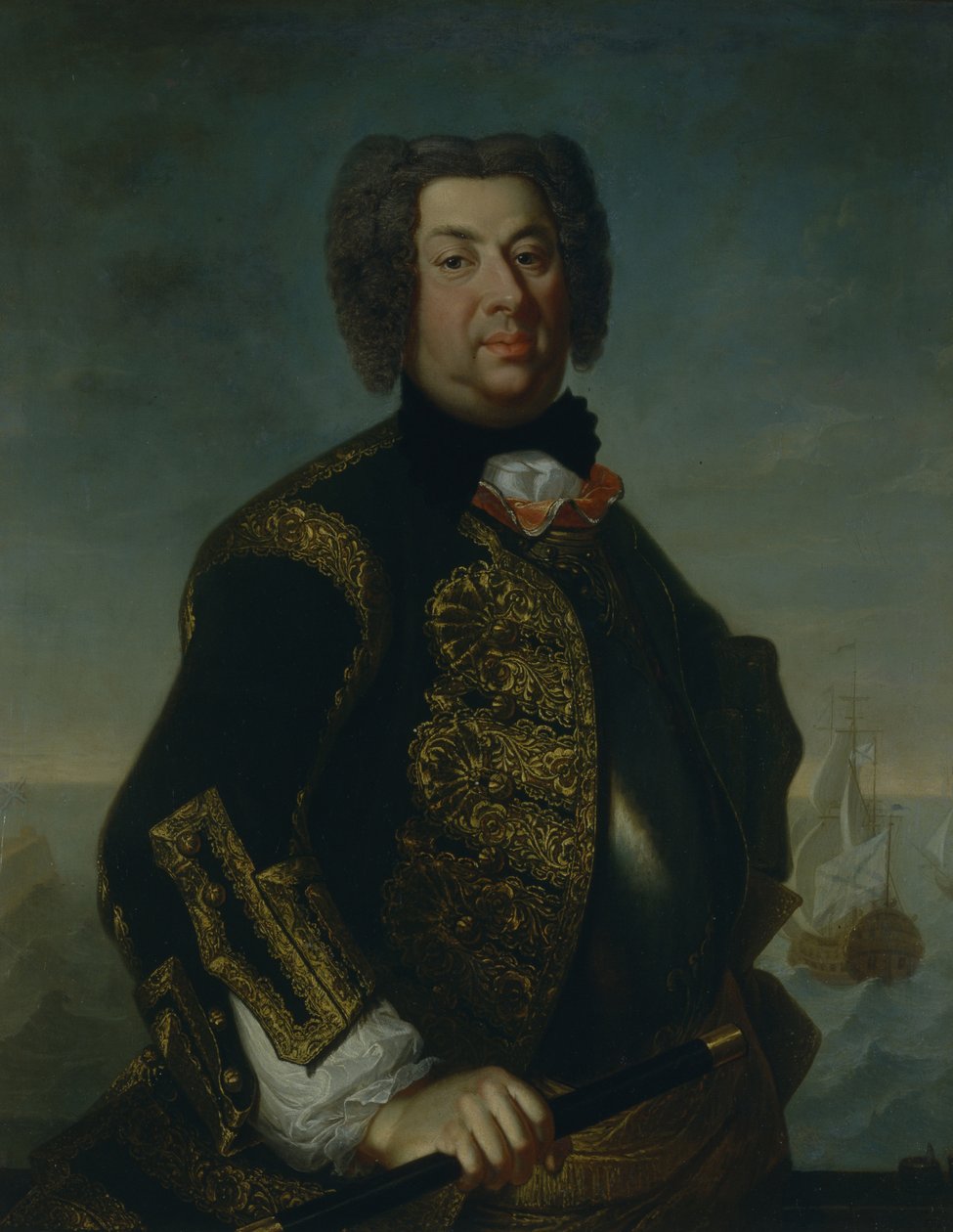 Portræt af kontraadmiral Vasily Afanasievich Dmitriev-Mamonov, 1735 af Johann Paul Luedden