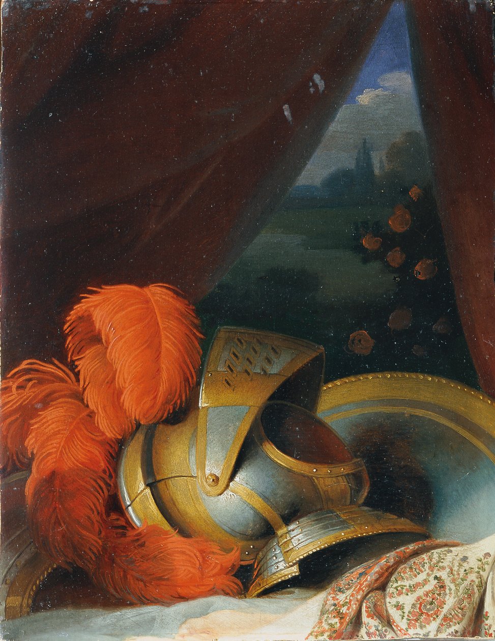 hjelm og rundt skjold af Johann Peter Krafft