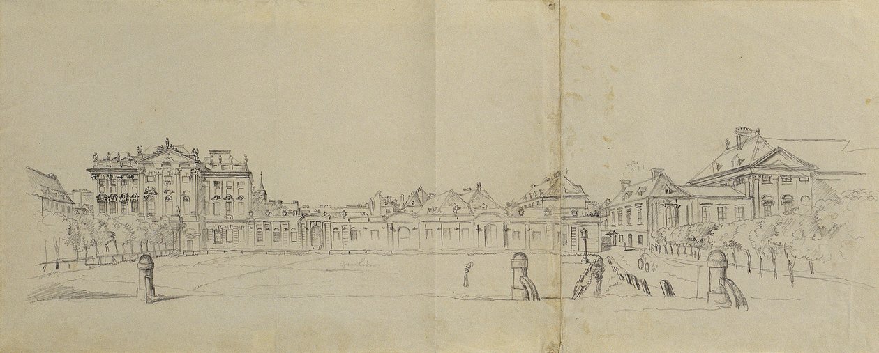 Josefstädter Glacis mit Palais Trautson af Johann Peter Krafft
