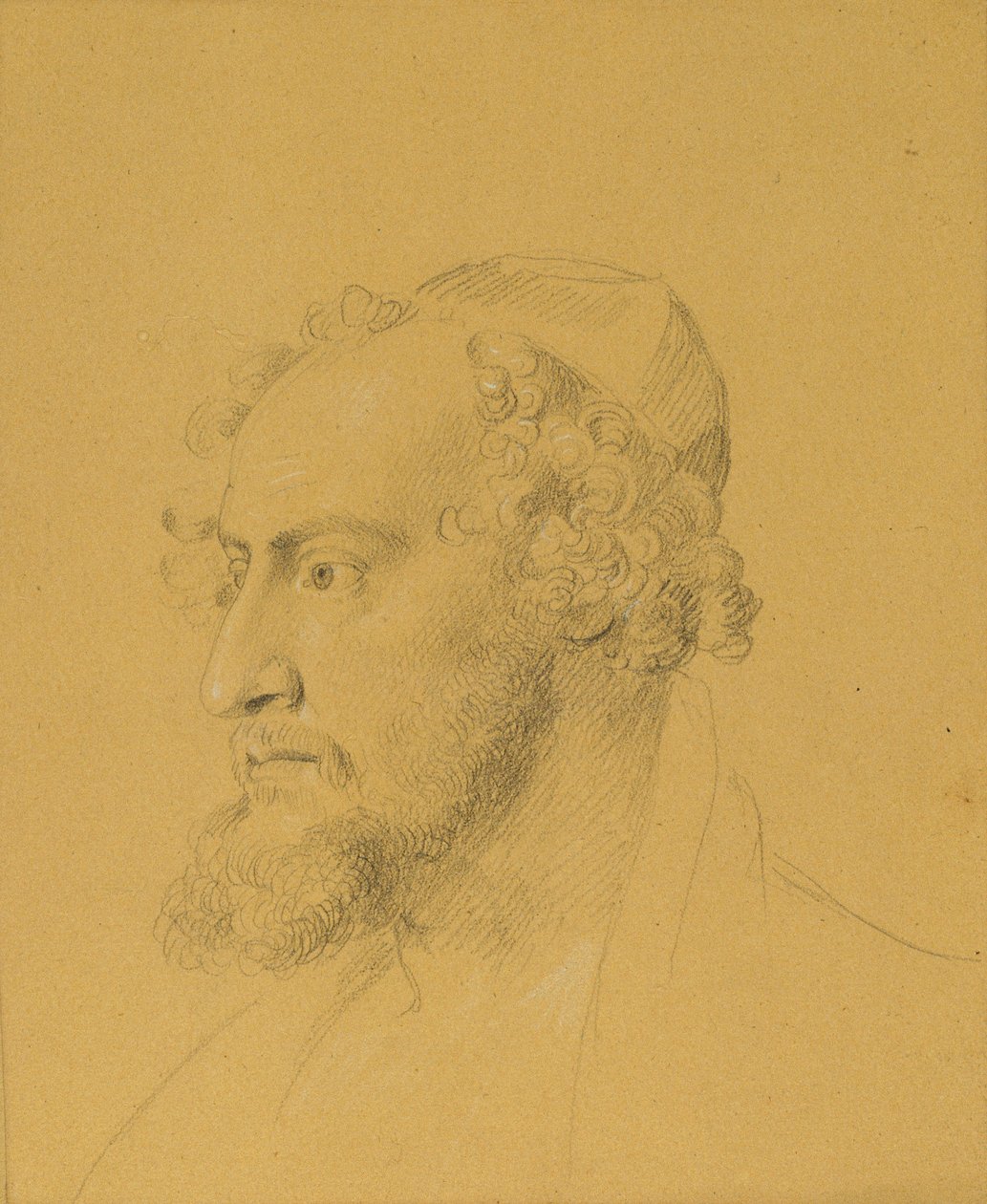 Hovedstudie af en skægget mand af Johann Peter Krafft
