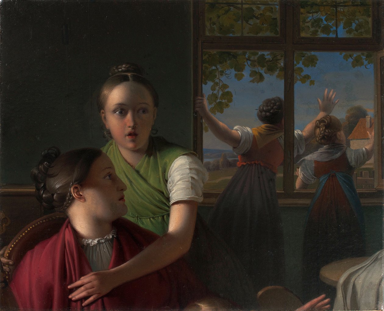 Fire piger i et værelse af Johann Peter Krafft