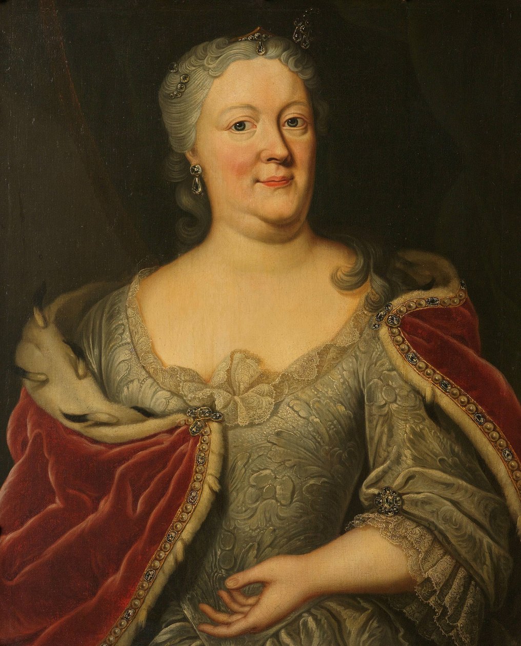 Portræt af Maria Louisa van Hessen-Kassel, kaldet Maaike-Meu. Enke efter Stadtholderen af ​​Friesland John Willem Friso, Prins af Orange-Nassau af Johann Philipp Behr