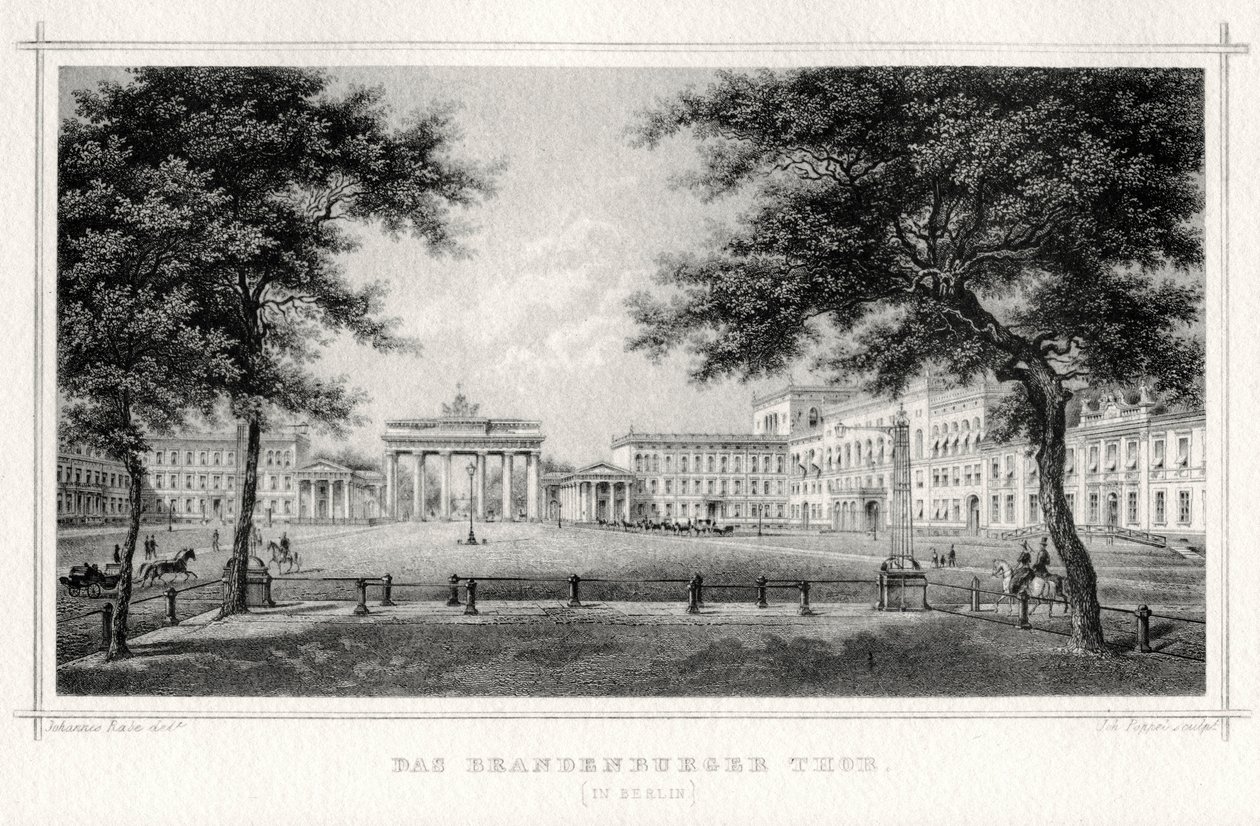 Brandenburger Tor, Berlin, 1800-tallet. af Johann Poppei