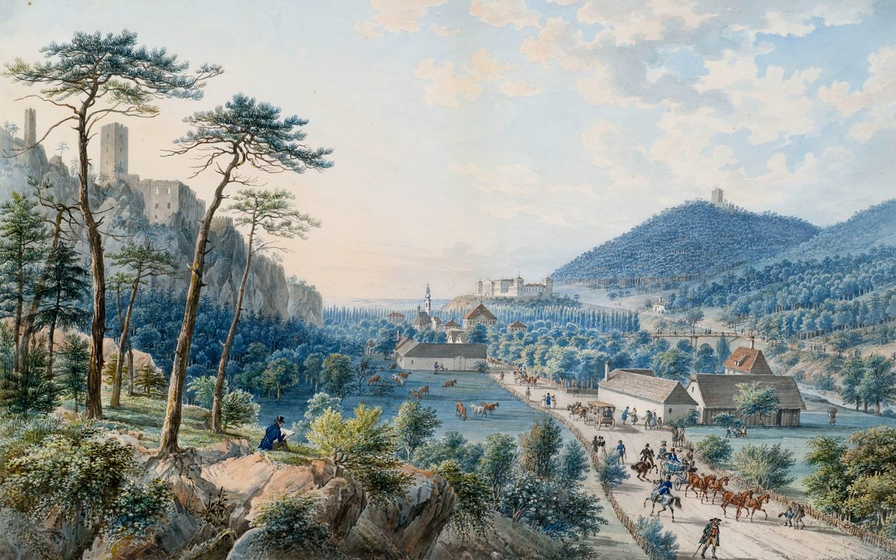 Udsigt over Weilburg Palace i Baden nær Wien af Johann Raulino