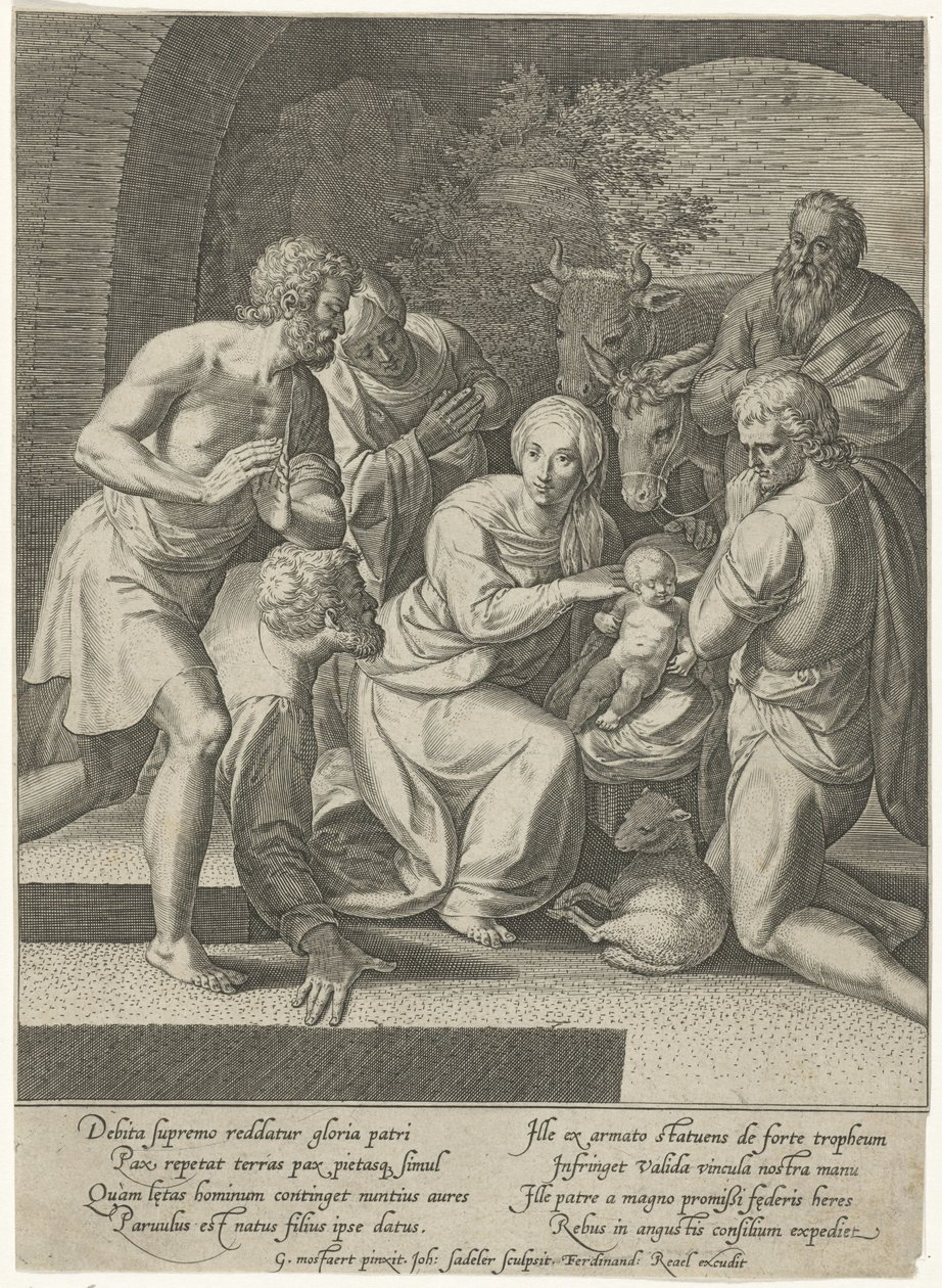 Tilbedelse af hyrderne i en niche af Johann Sadeler (I)