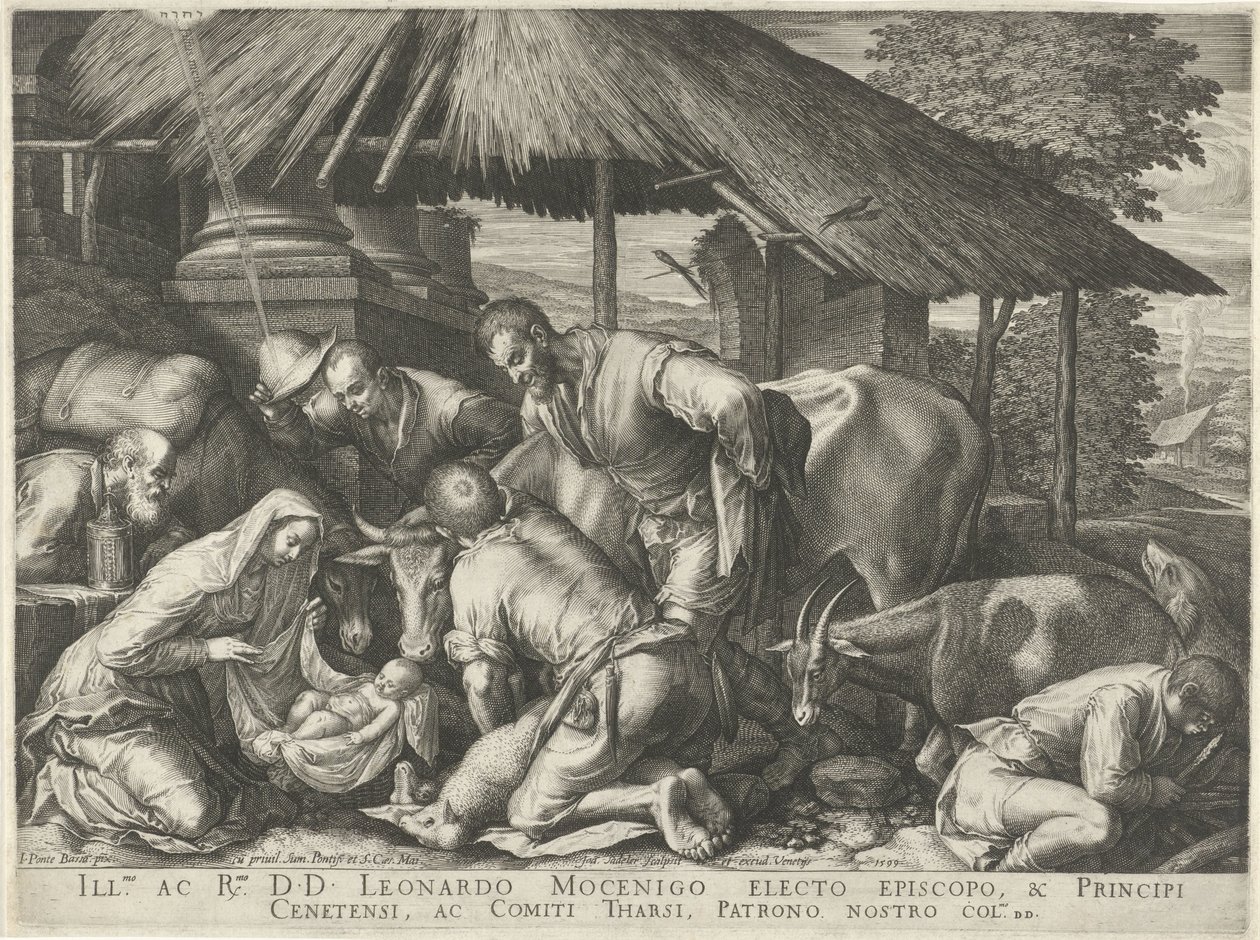 Tilbedelse af hyrderne med sovende hyrde dreng af Johann Sadeler (I)